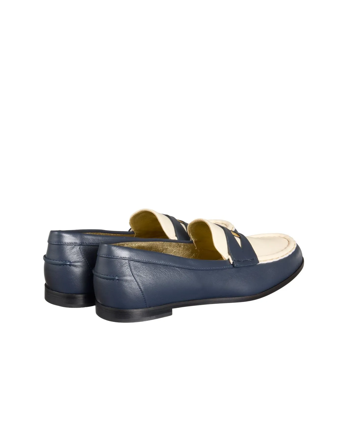 Elvire Navy and beige leather loafer