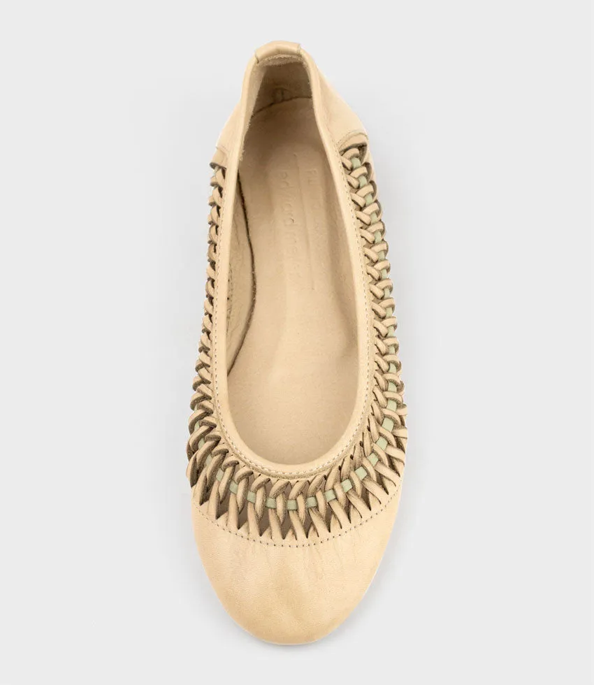 EMINA Woven Detail Ballet in Natural