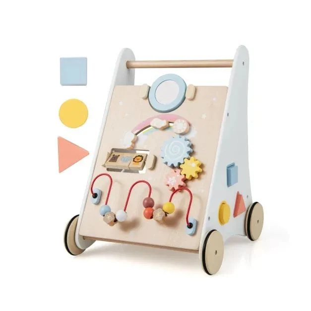 Ergonomic | Posture Promoting Sit-to-Stand Wooden Baby Walker | Multiple Built-in Toy Activities | 12m 