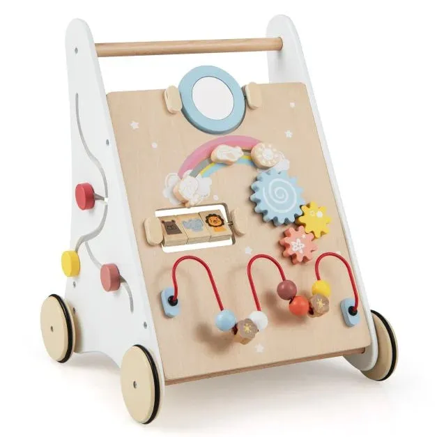 Ergonomic | Posture Promoting Sit-to-Stand Wooden Baby Walker | Multiple Built-in Toy Activities | 12m 