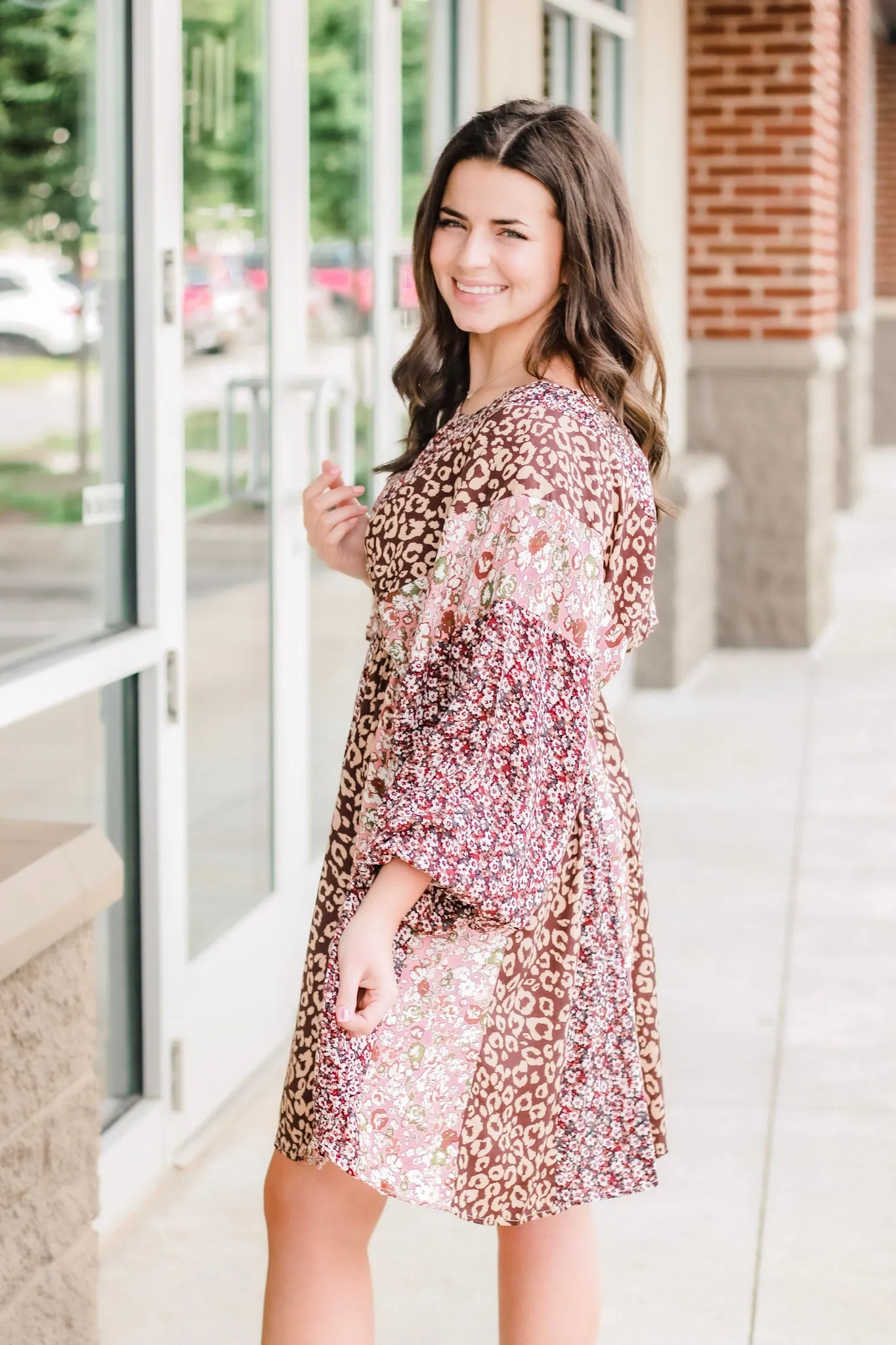Fall Lover's Delight Mixed Pattern Dress
