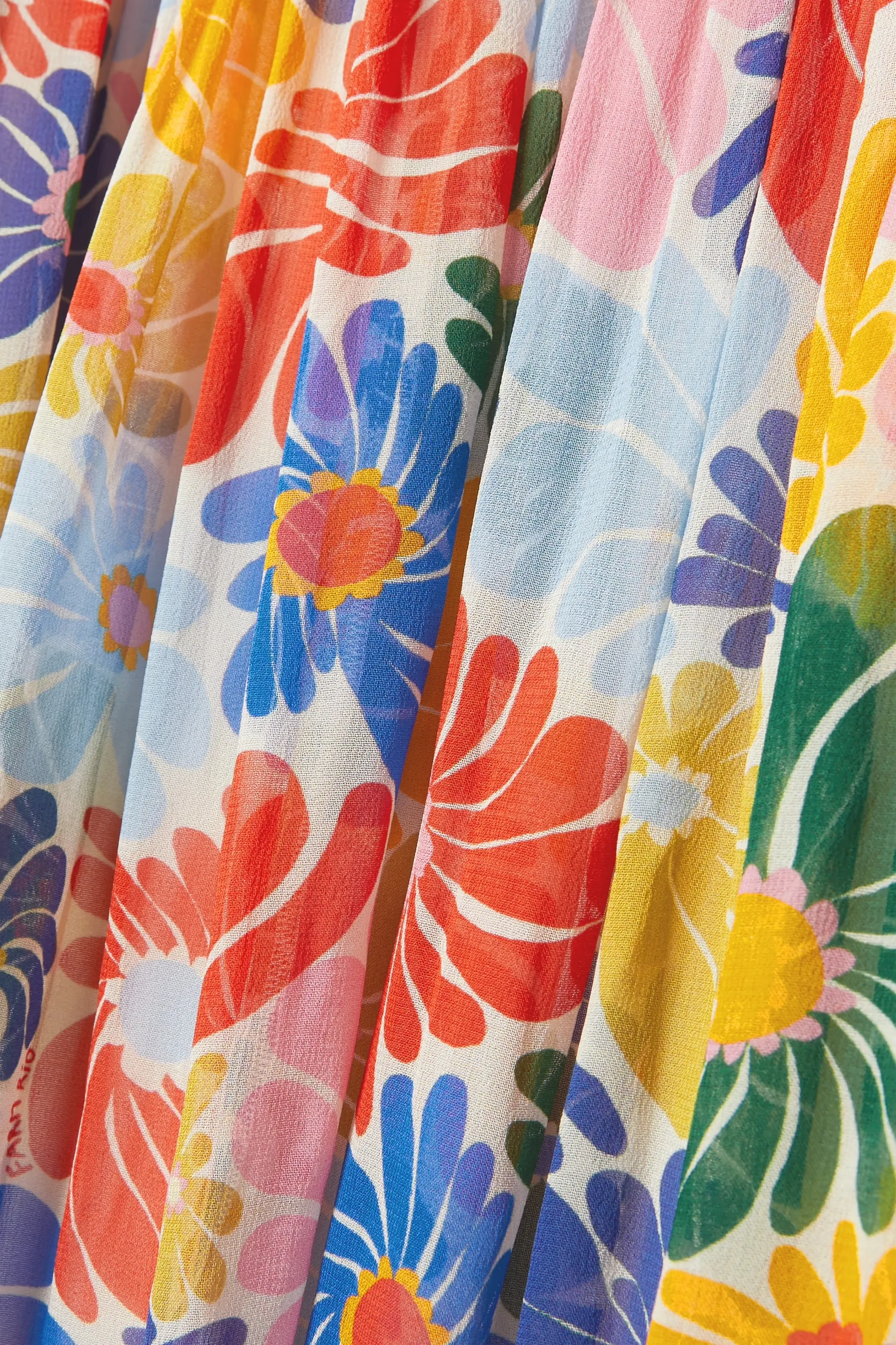 Farm Rio Gathered Floral-Print Dress