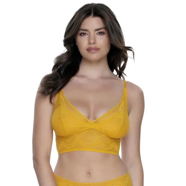 Finesse Stretchy Lace Cami Bralette - Golden Yellow -