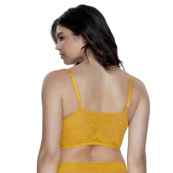 Finesse Stretchy Lace Cami Bralette - Golden Yellow -