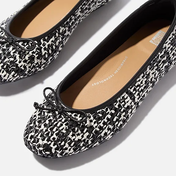 Fit Flop Delicato Woven Ballet Flats in Black/Ivory