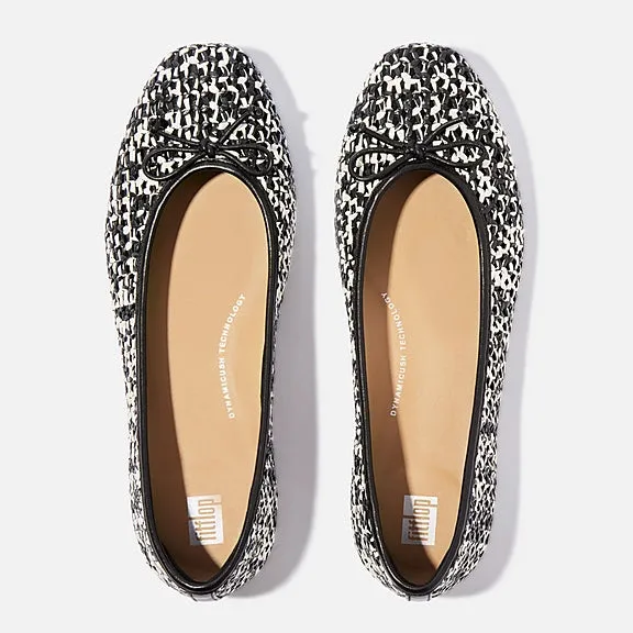 Fit Flop Delicato Woven Ballet Flats in Black/Ivory