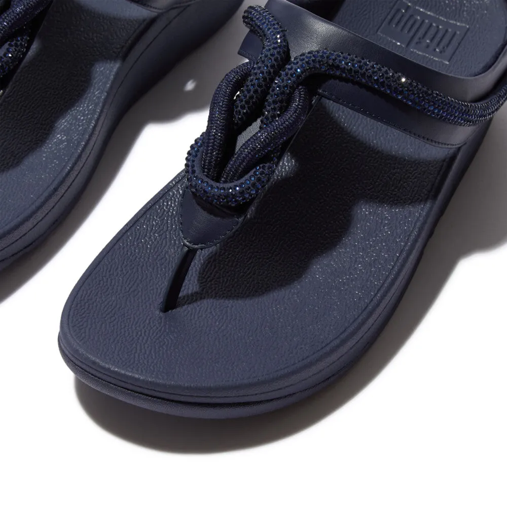 FitFlop Fino Crystal Cord Leather Sandals - Midnight Navy