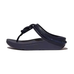 FitFlop Fino Crystal Cord Leather Sandals - Midnight Navy