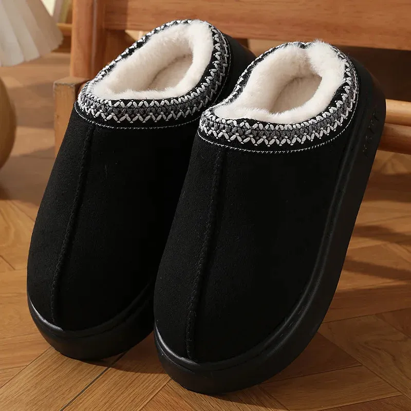 Fleece-Lined Embroidered Slippers | Cozy Comfort | Warm and Stylish