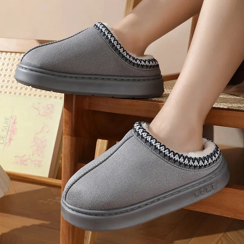 Fleece-Lined Embroidered Slippers | Cozy Comfort | Warm and Stylish