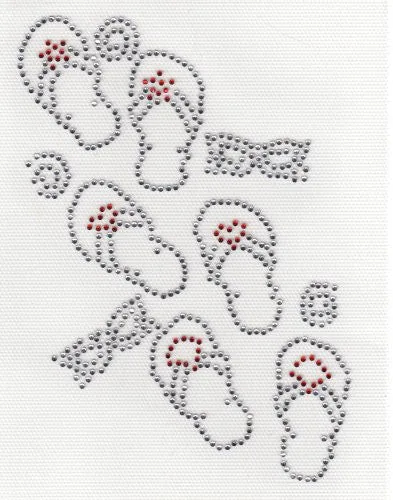 flip flops Iron On Hot Fix Rhinestone Transfer -- clear and red