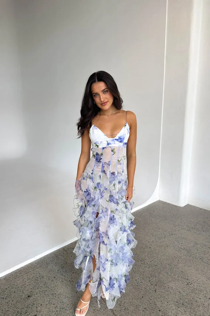 Floral Ruffled Maxi Dress | Elegant & Flowy | Romantic Summer Style