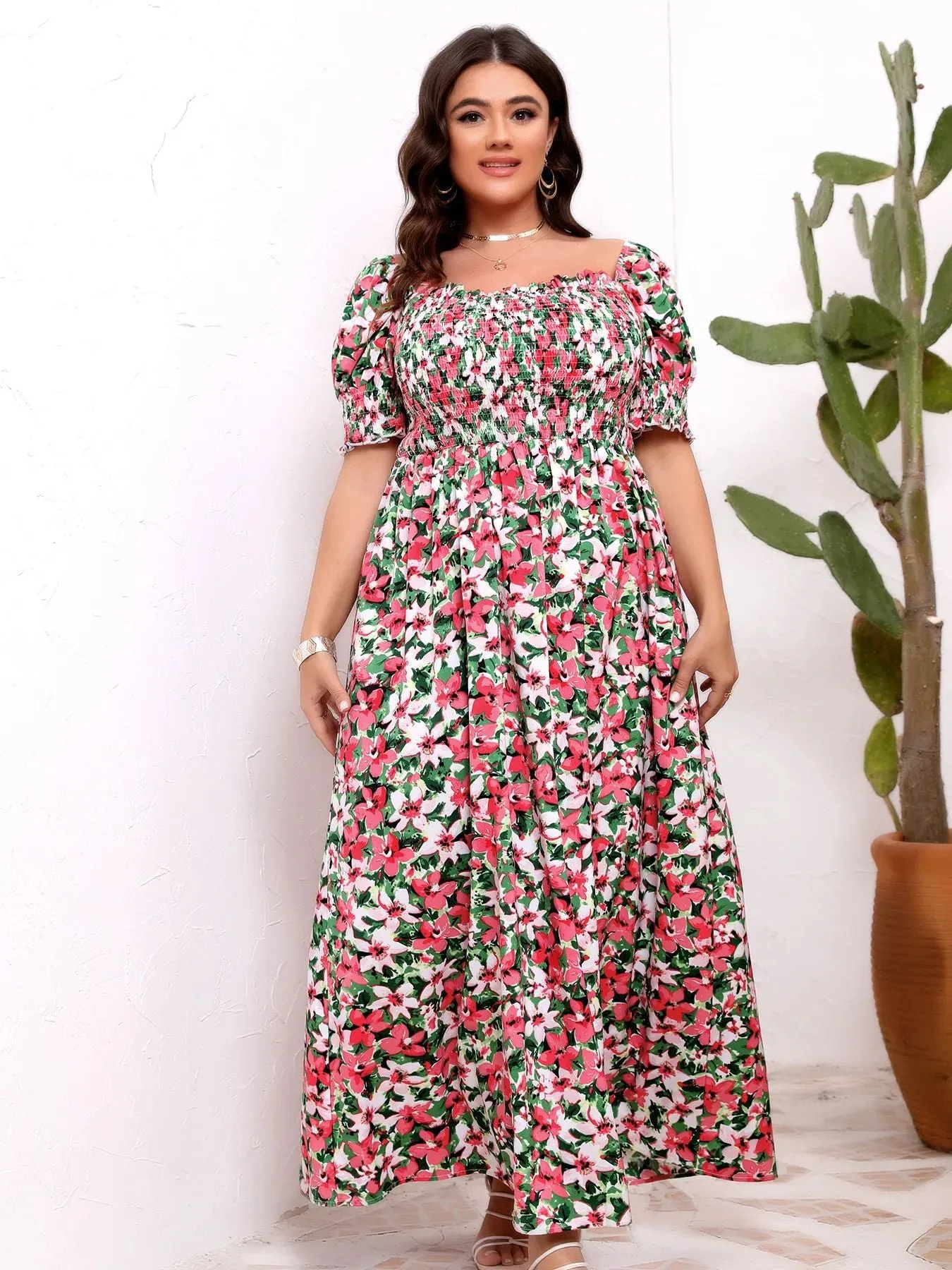 Floravelle™ Boho Bloom Dress – Plus Size Edition