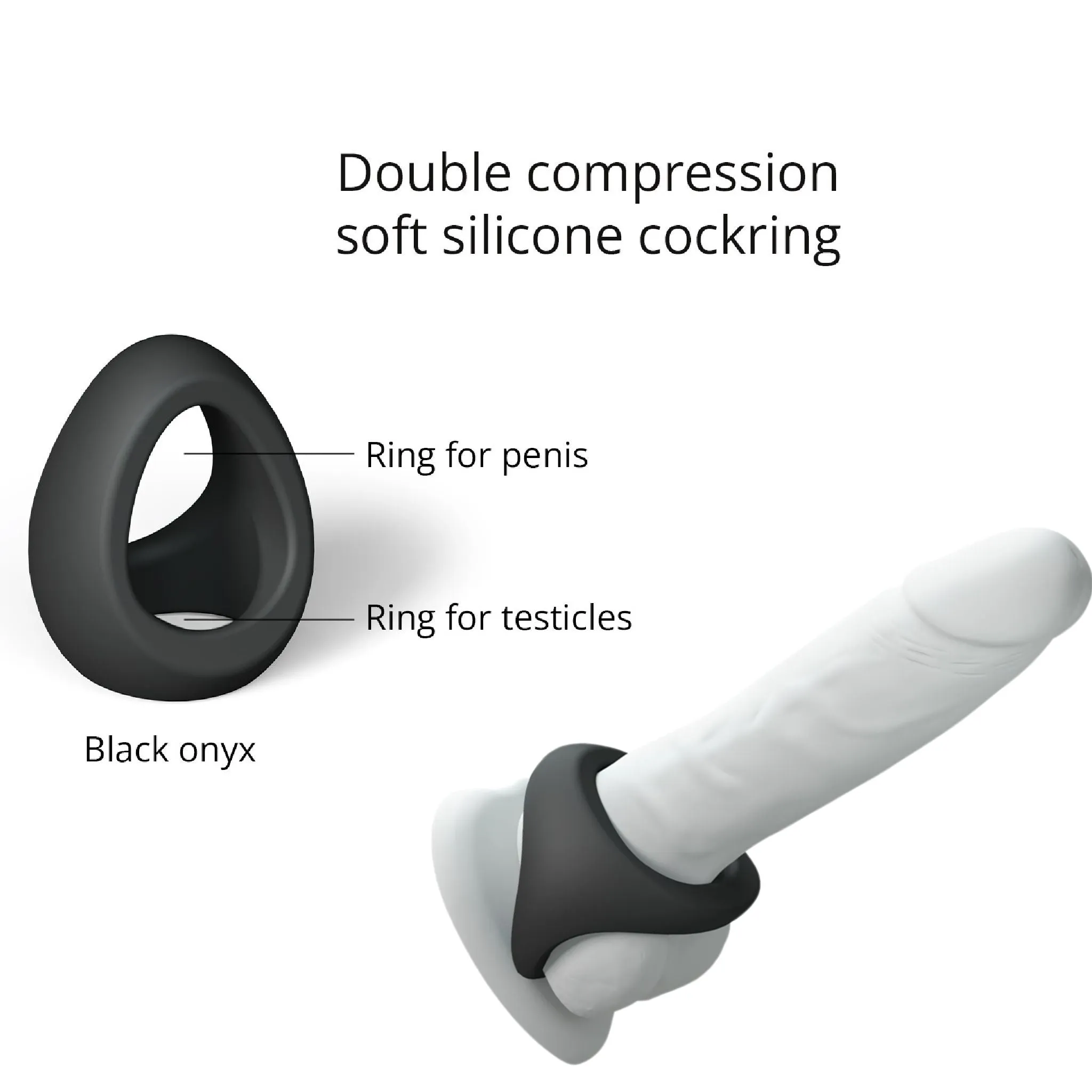 Flux Stretchy Black Silicone Cock and Ball Ring