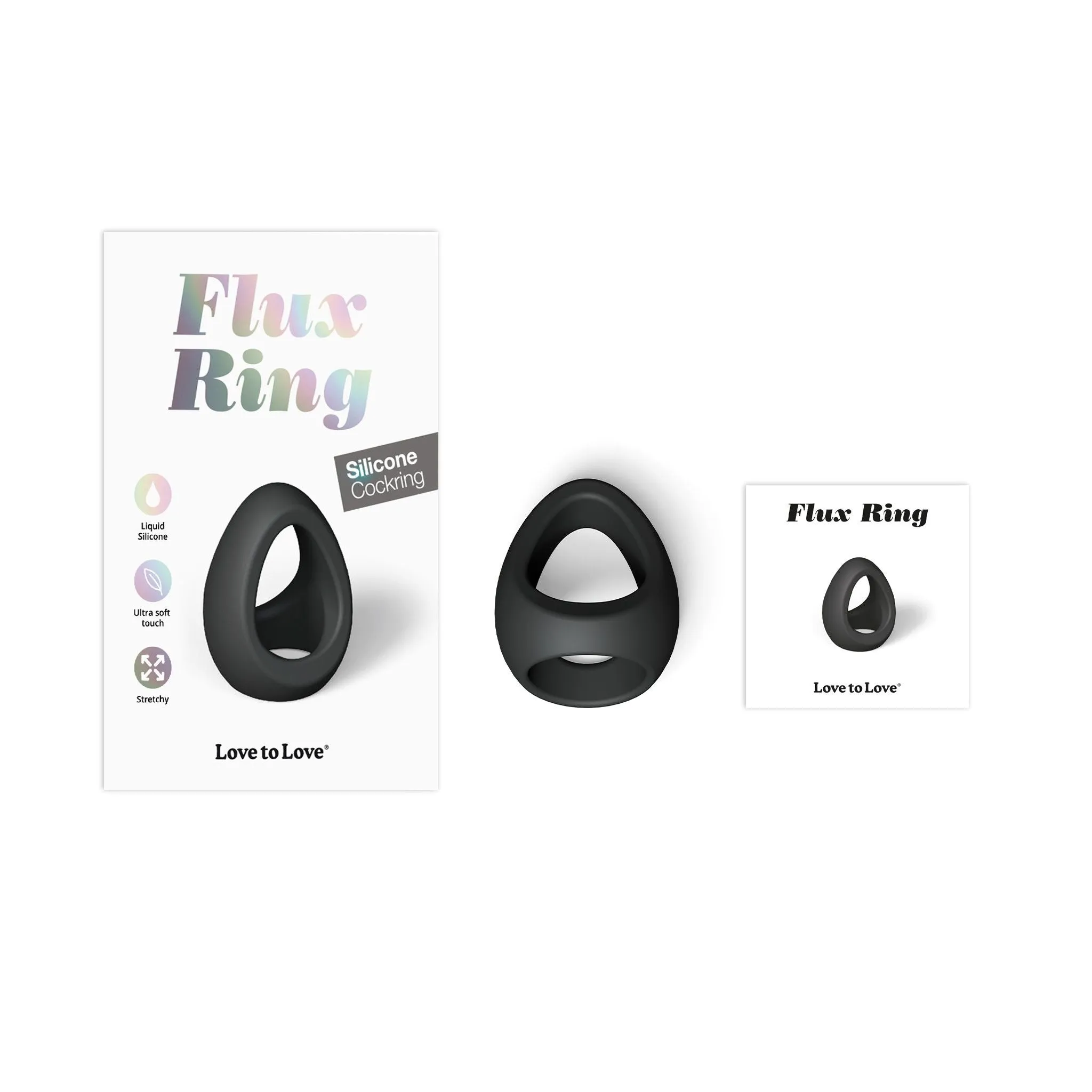 Flux Stretchy Black Silicone Cock and Ball Ring