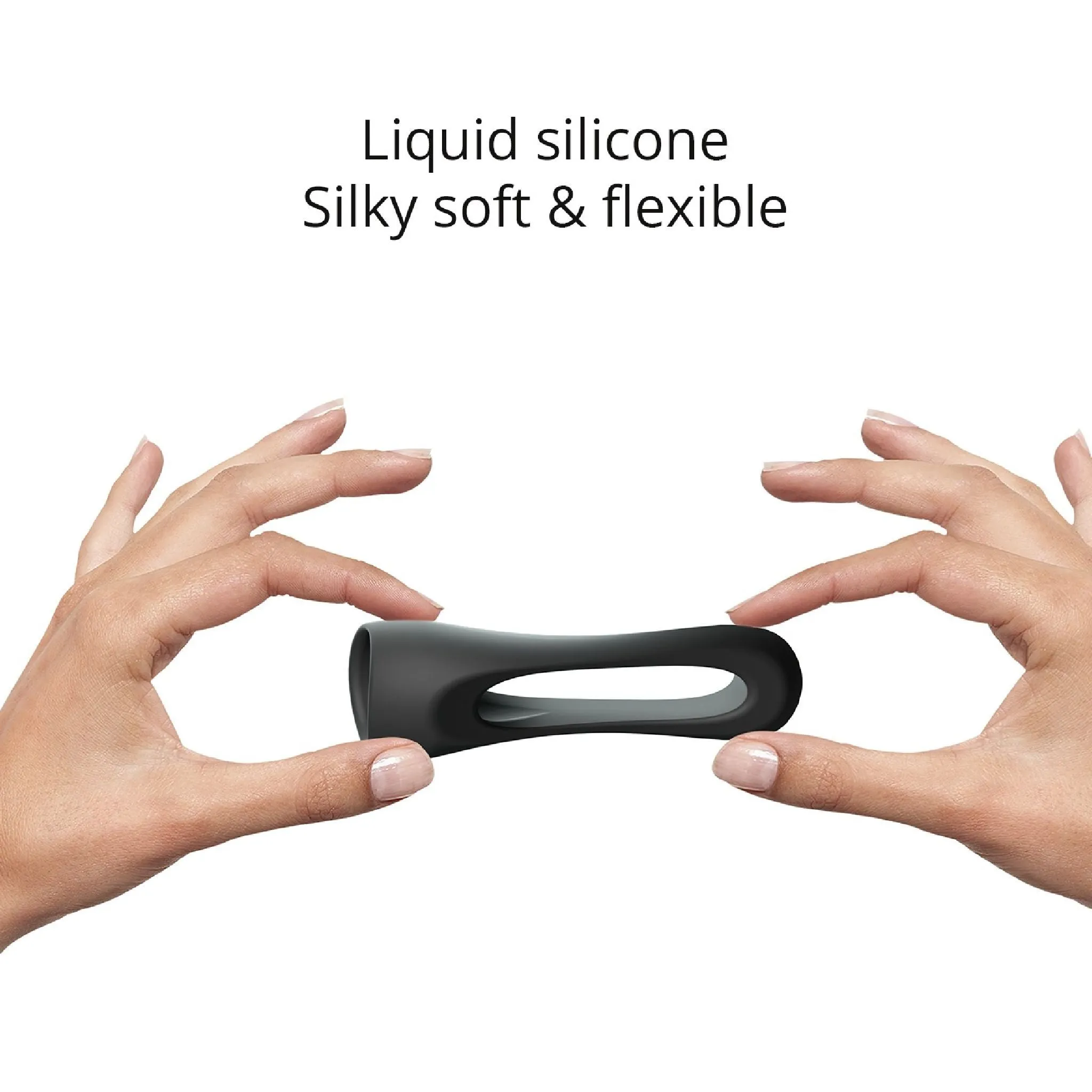 Flux Stretchy Black Silicone Cock and Ball Ring