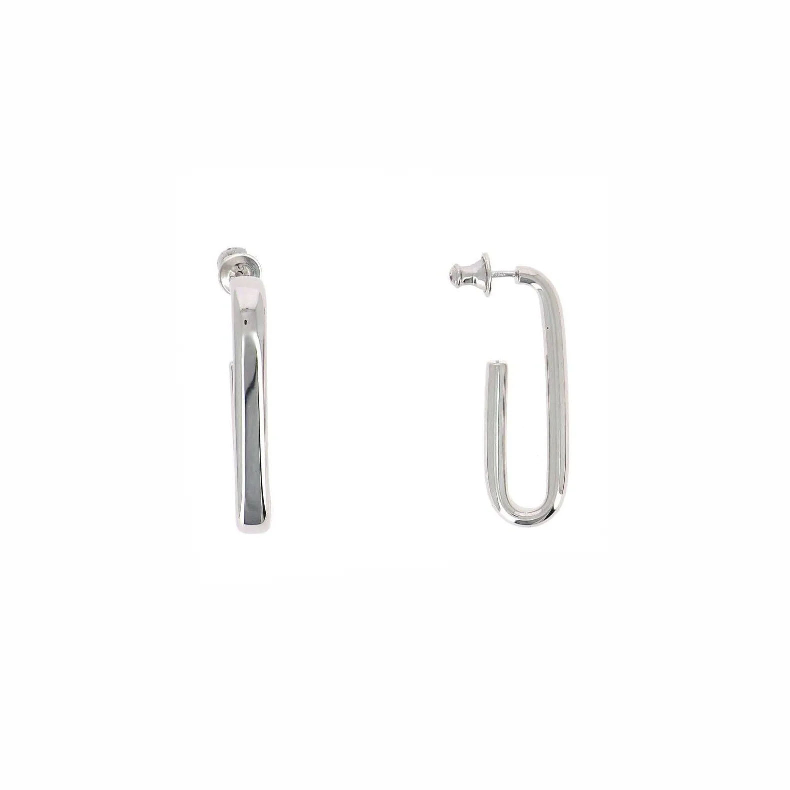 Forever Chic Oval Rhodium Plated Sterling Silver Hoops