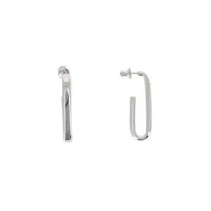 Forever Chic Oval Rhodium Plated Sterling Silver Hoops