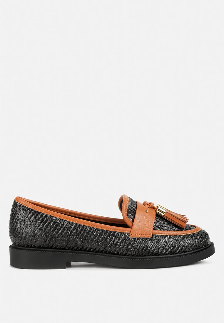 Foxford Tassle Detail Raffia Loafers By Ruw