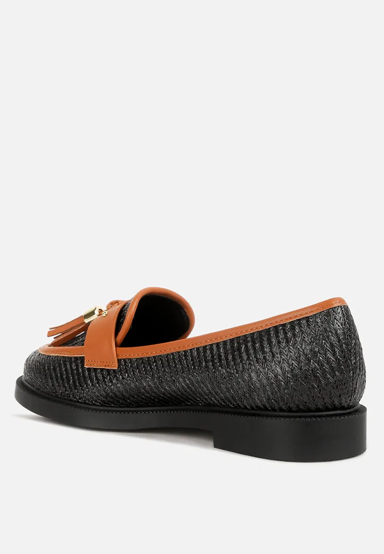 Foxford Tassle Detail Raffia Loafers By Ruw