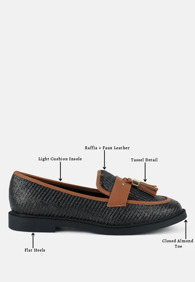 Foxford Tassle Detail Raffia Loafers By Ruw