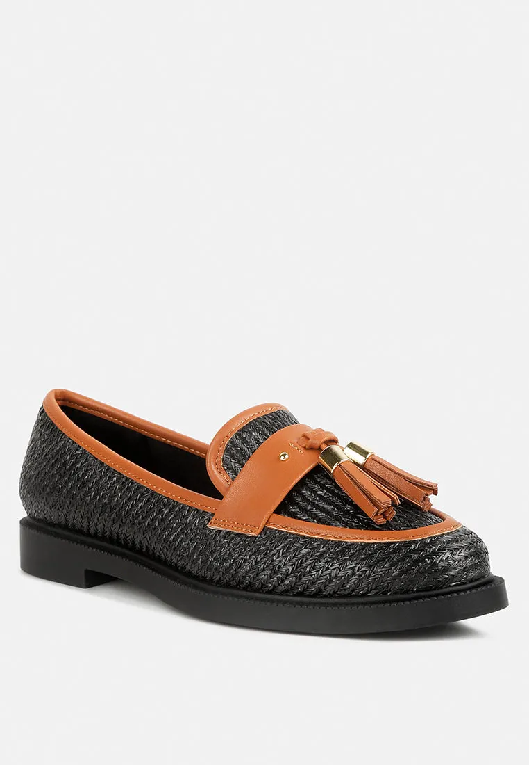 Foxford Tassle Detail Raffia Loafers By Ruw