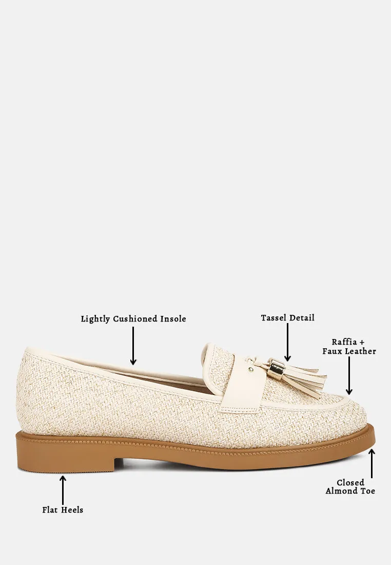 Foxford Tassle Detail Raffia Loafers By Ruw