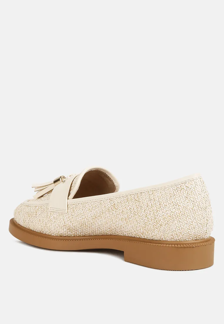 Foxford Tassle Detail Raffia Loafers By Ruw
