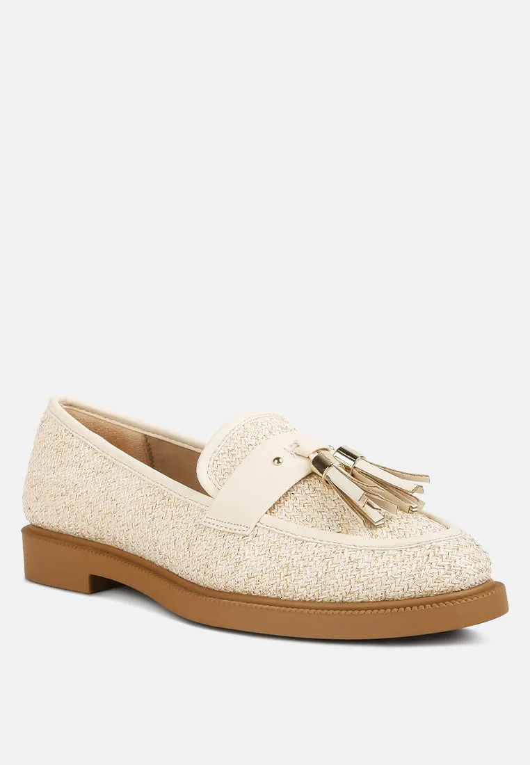 Foxford Tassle Detail Raffia Loafers By Ruw