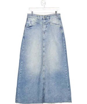 Free People Blue Come As You Are Denim Maxi Skirt UK 8