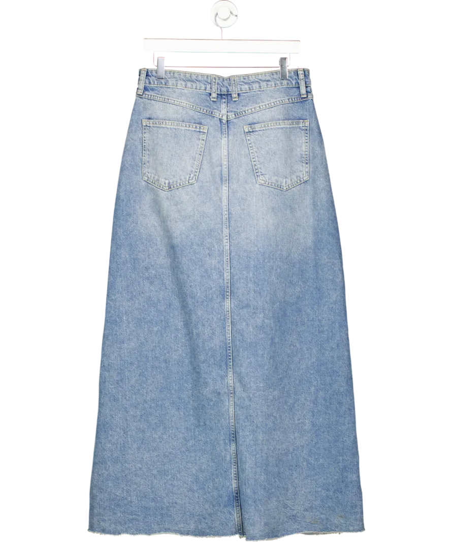 Free People Blue Come As You Are Denim Maxi Skirt UK 8