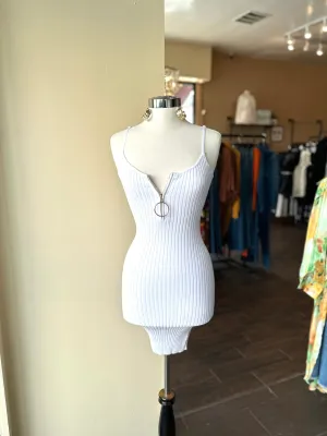 Front Zipper Mini Dress
