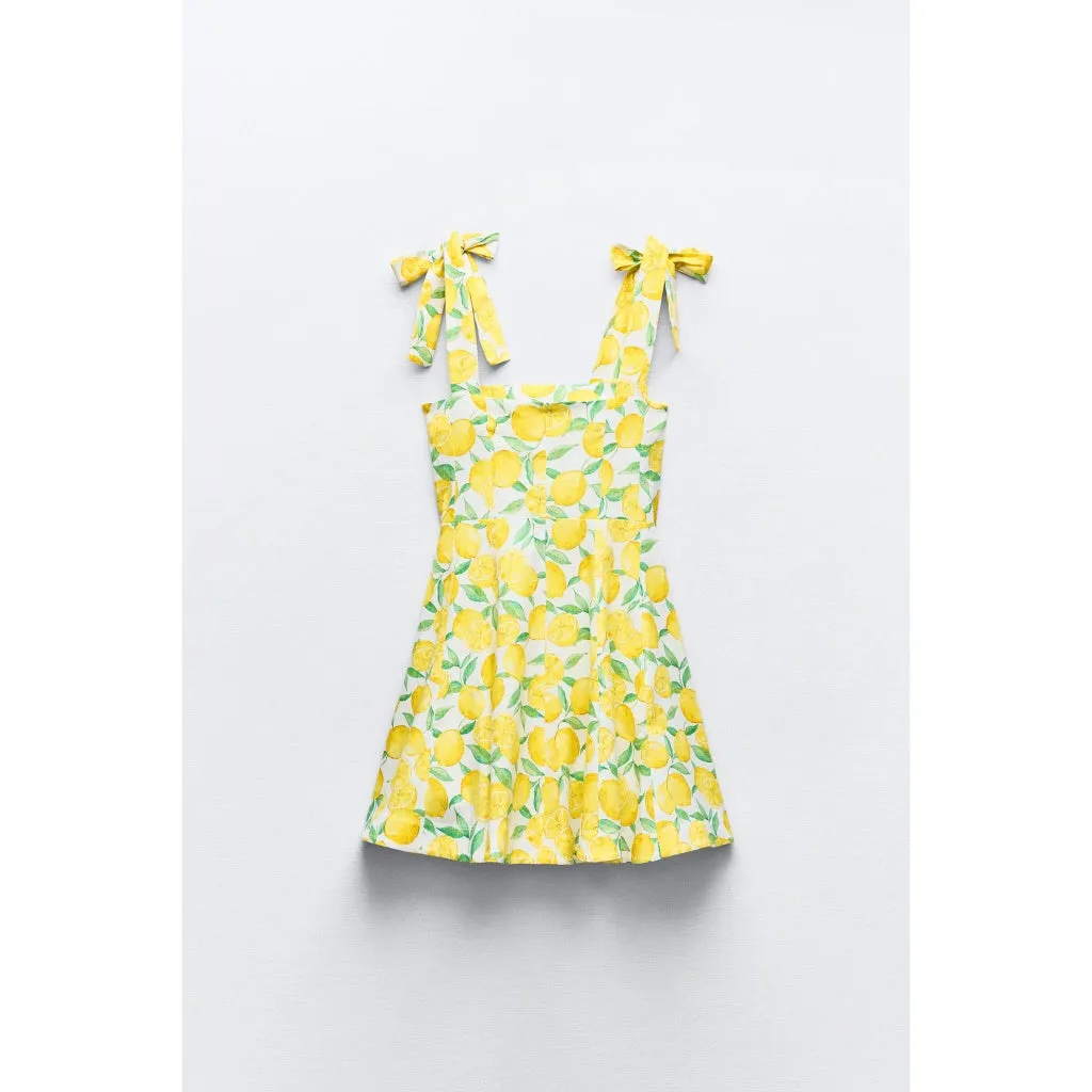 Fruit Print Sleeveless Summer Beach Dress