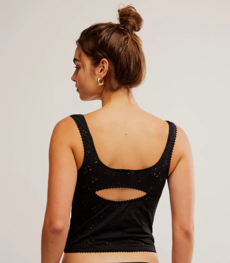 FULL BLOOM EYELET TANK - BLACK