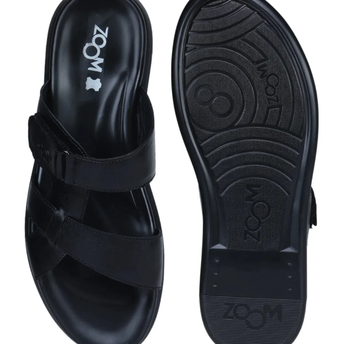 Genuine Leather Slide Slippers for Men – CN 36 with Cushioned Insole & Anti-Slip Sole