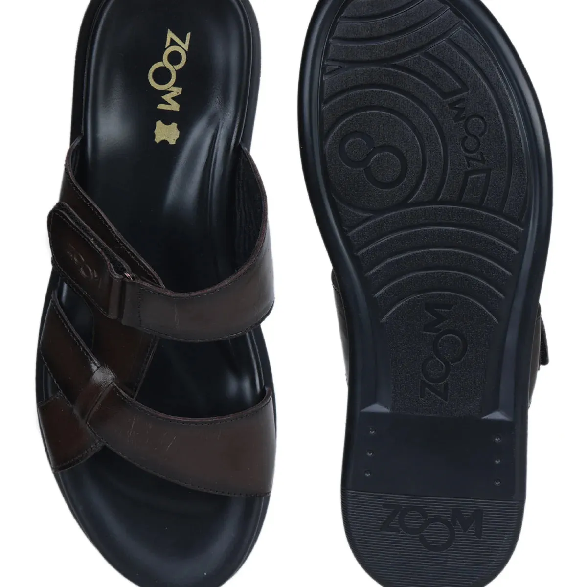 Genuine Leather Slide Slippers for Men – CN 36 with Cushioned Insole & Anti-Slip Sole