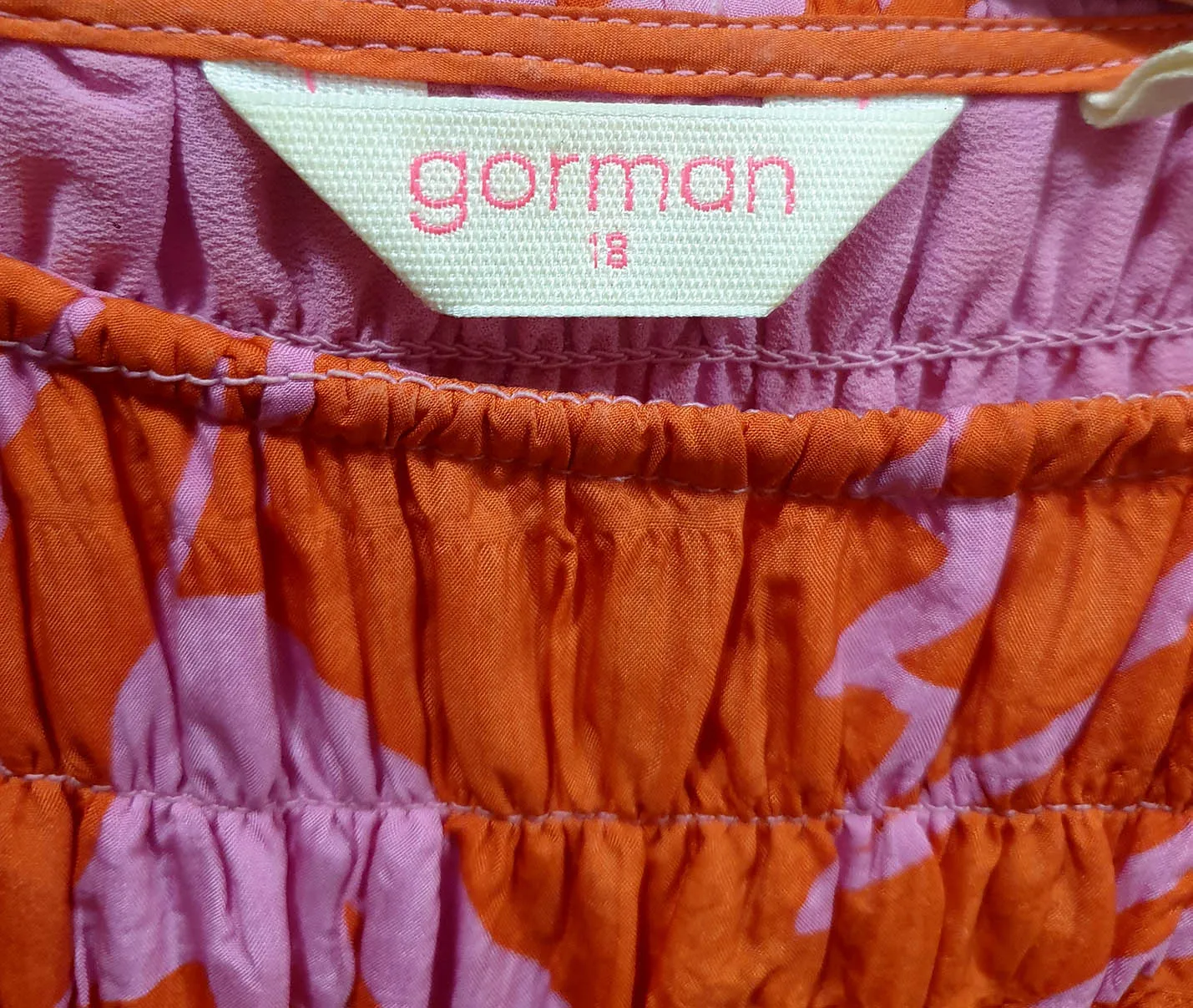 Gorman orange and pink print dress size 18