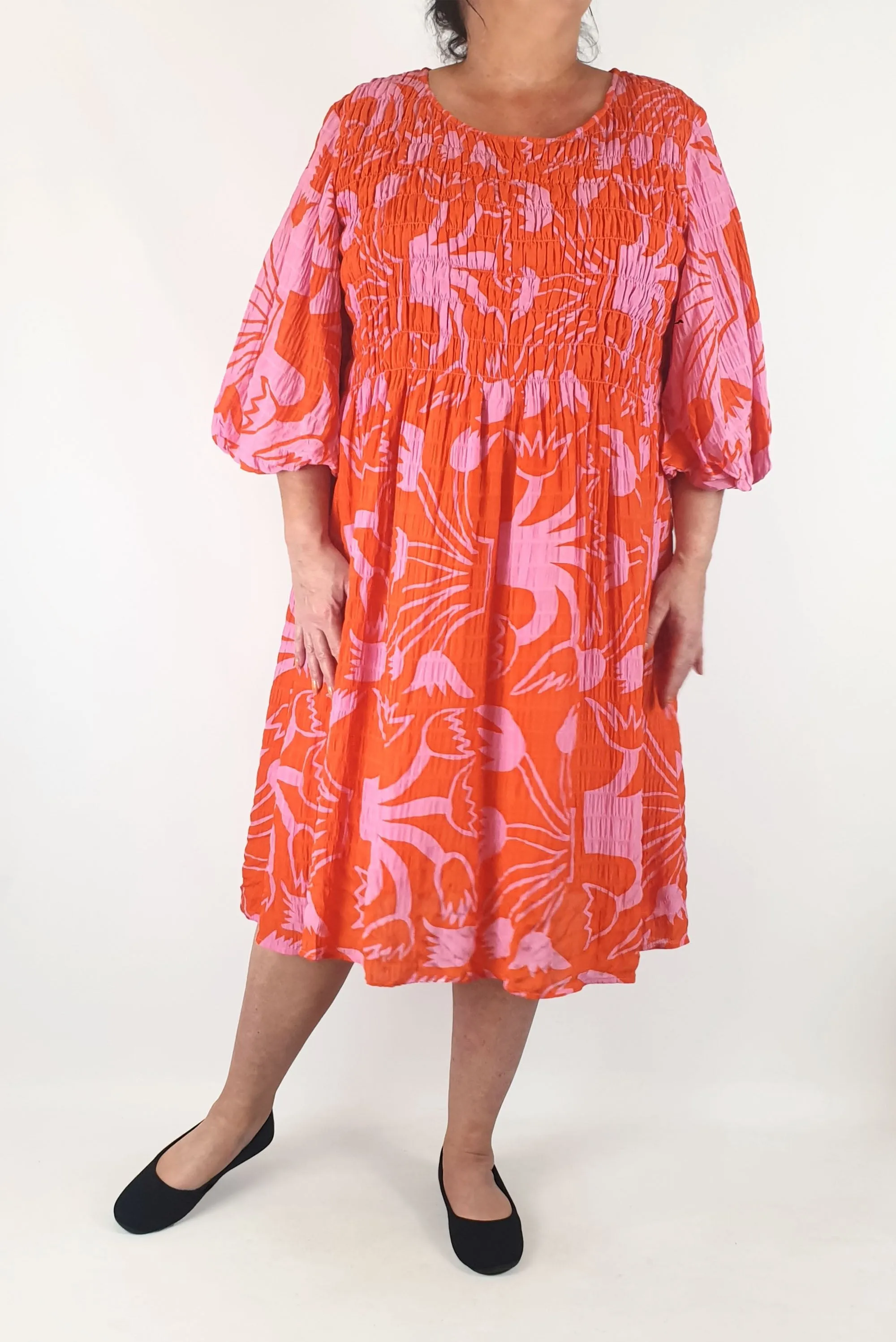 Gorman orange and pink print dress size 18