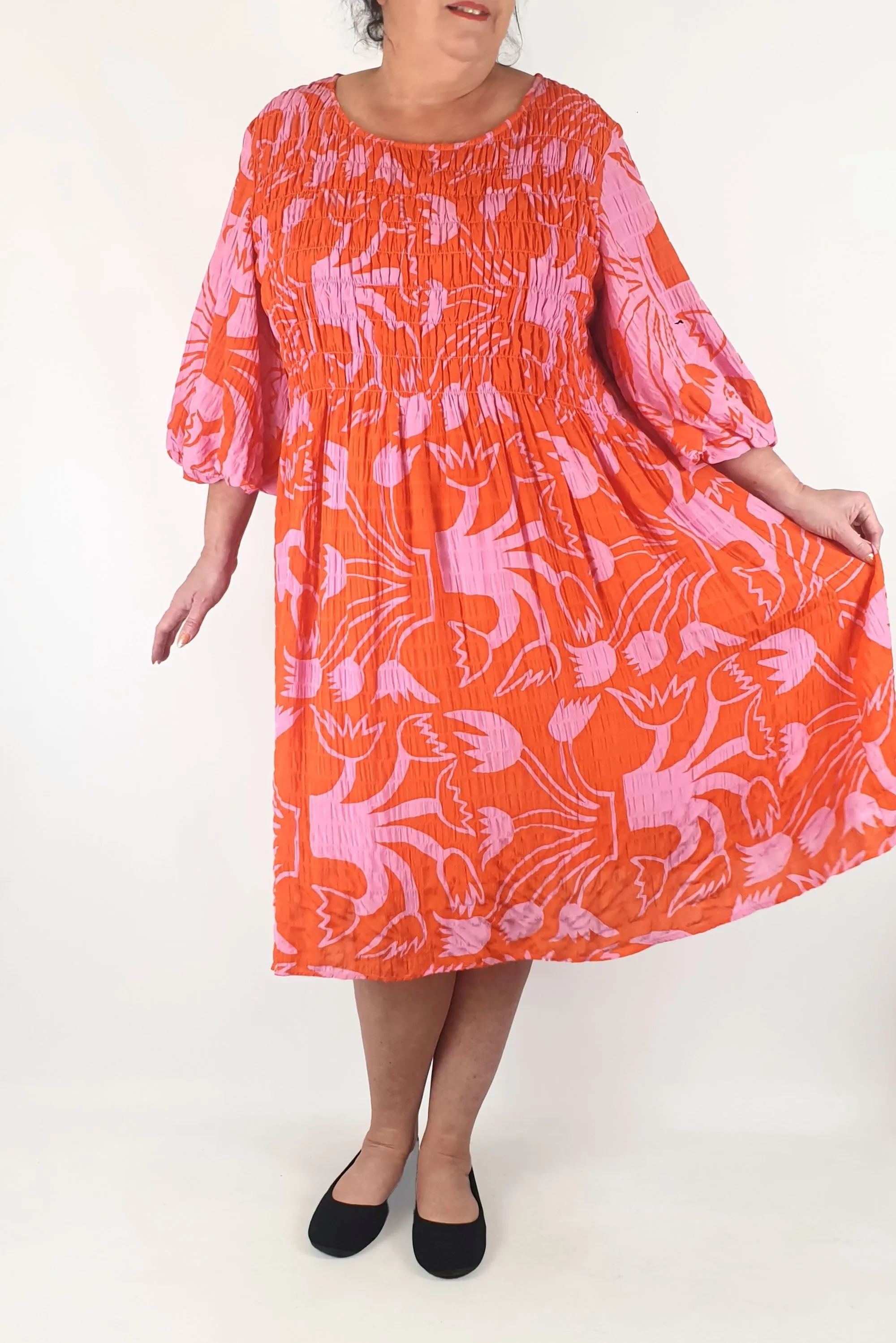 Gorman orange and pink print dress size 18