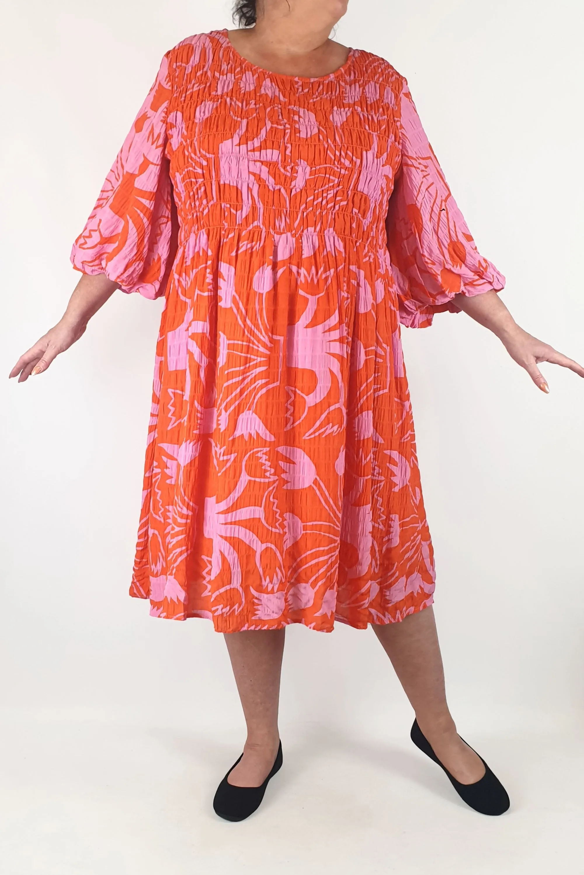 Gorman orange and pink print dress size 18
