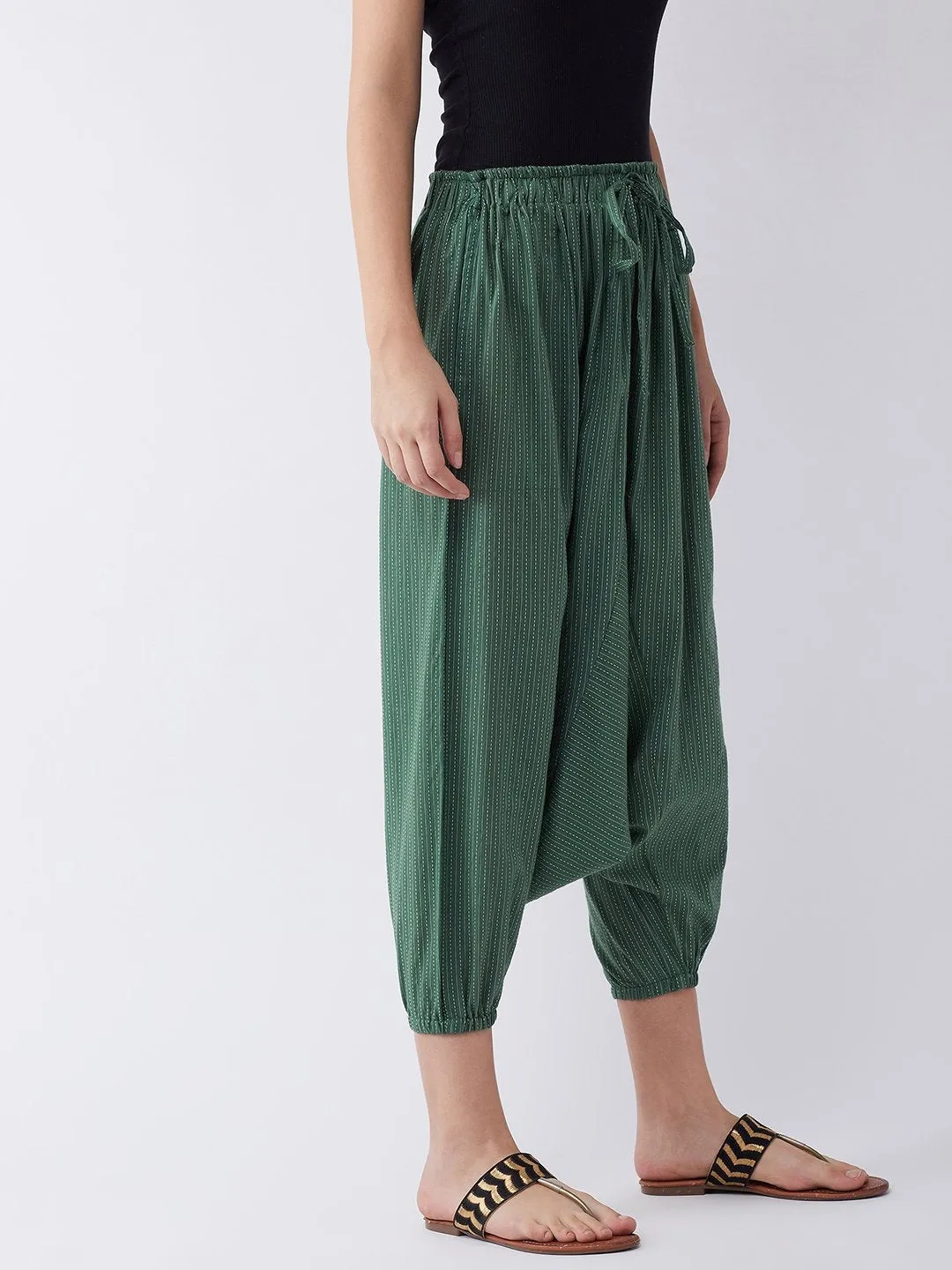 Green Kantha Harem Pant