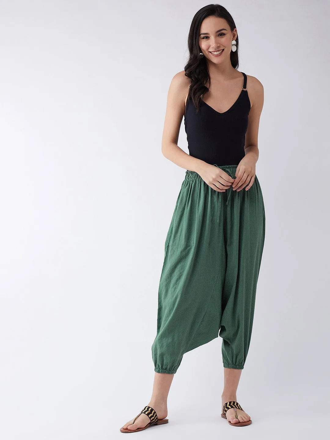 Green Kantha Harem Pant