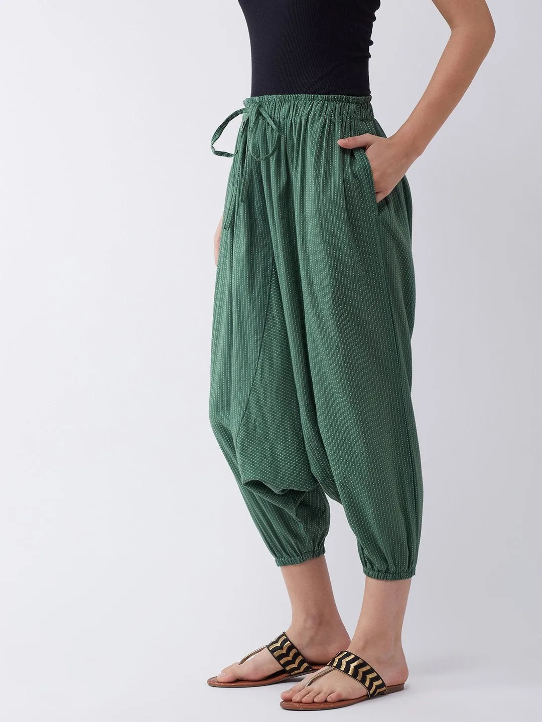 Green Kantha Harem Pant
