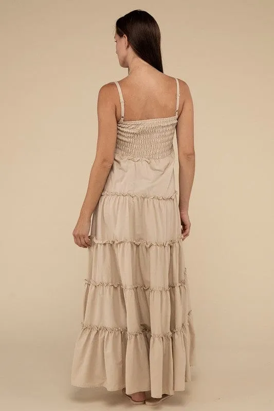 ❤️GYPSY FOX - Tiered Cami Maxi Dress by ZENANA