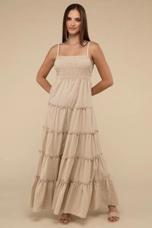 ❤️GYPSY FOX - Tiered Cami Maxi Dress by ZENANA