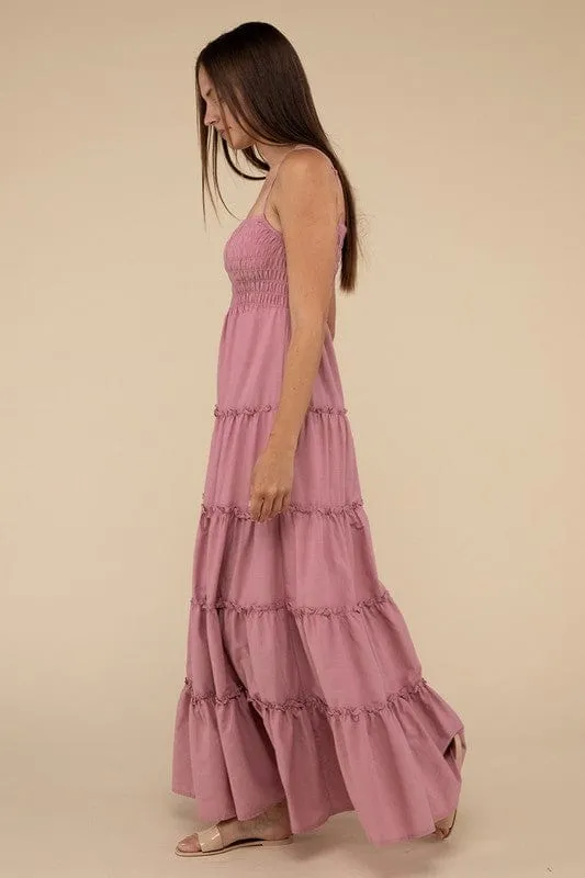 ❤️GYPSY FOX - Tiered Cami Maxi Dress by ZENANA