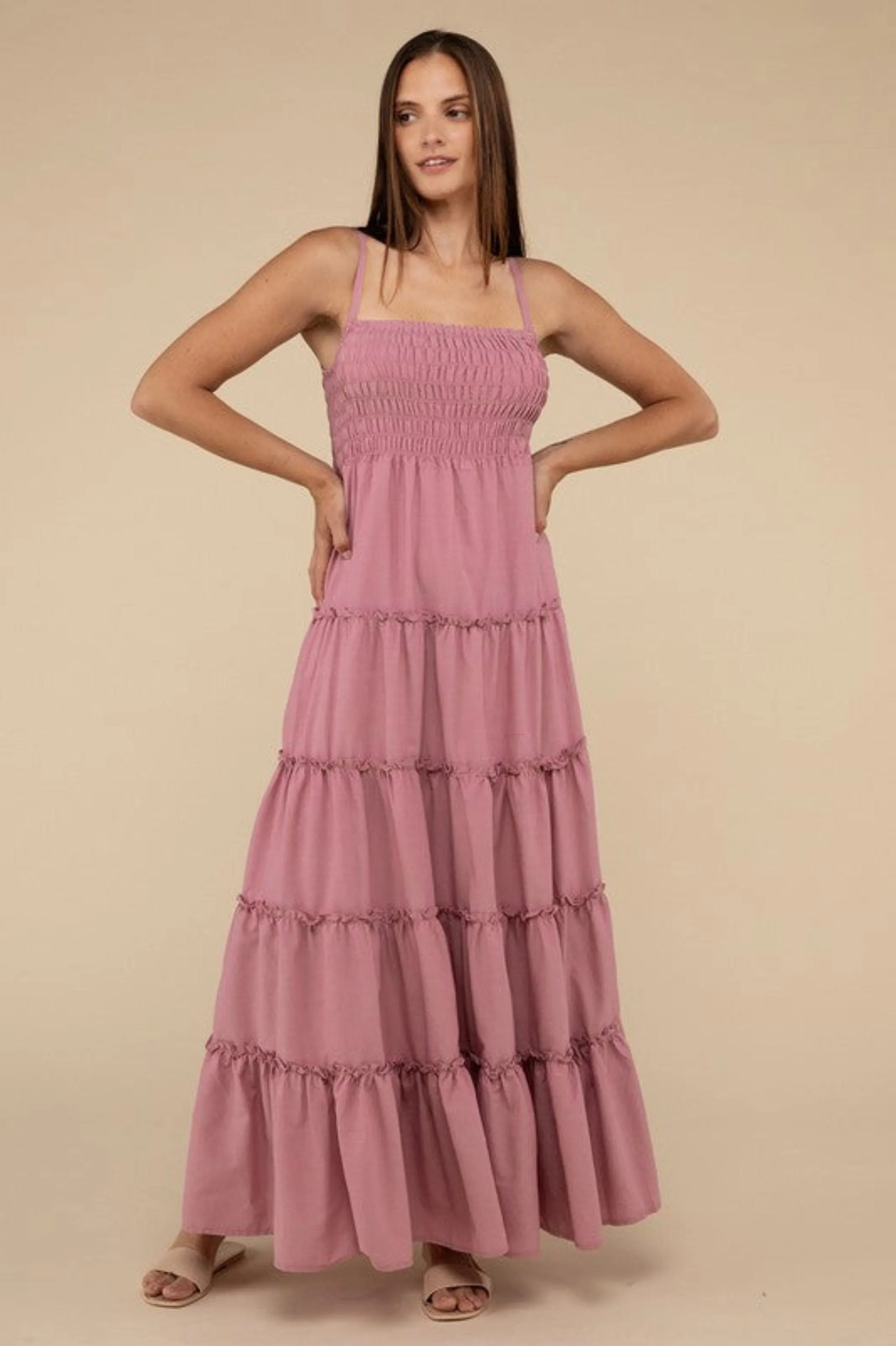 ❤️GYPSY FOX - Tiered Cami Maxi Dress by ZENANA