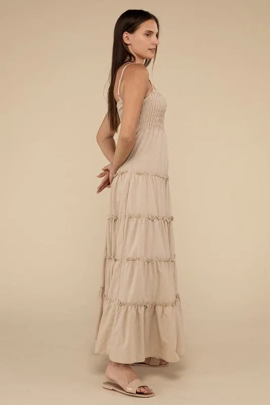 ❤️GYPSY FOX - Tiered Cami Maxi Dress by ZENANA