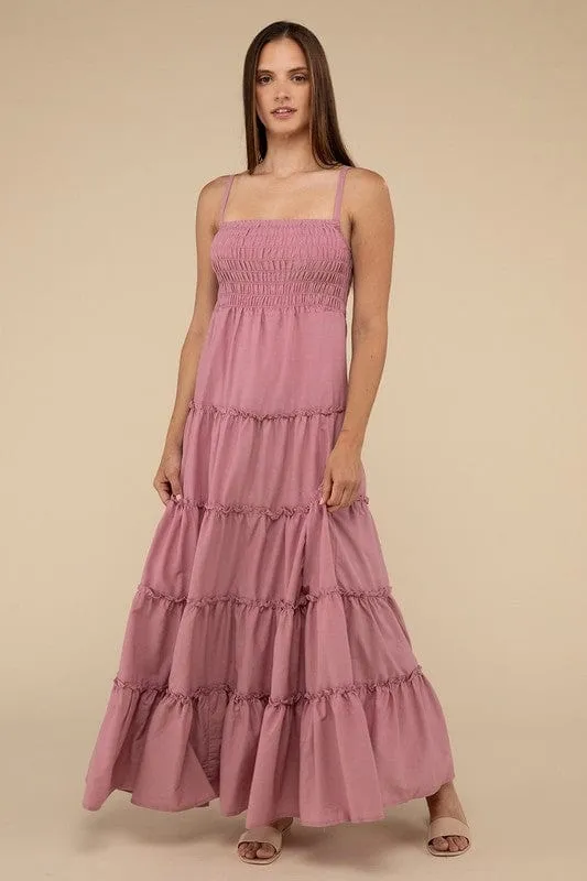 ❤️GYPSY FOX - Tiered Cami Maxi Dress by ZENANA