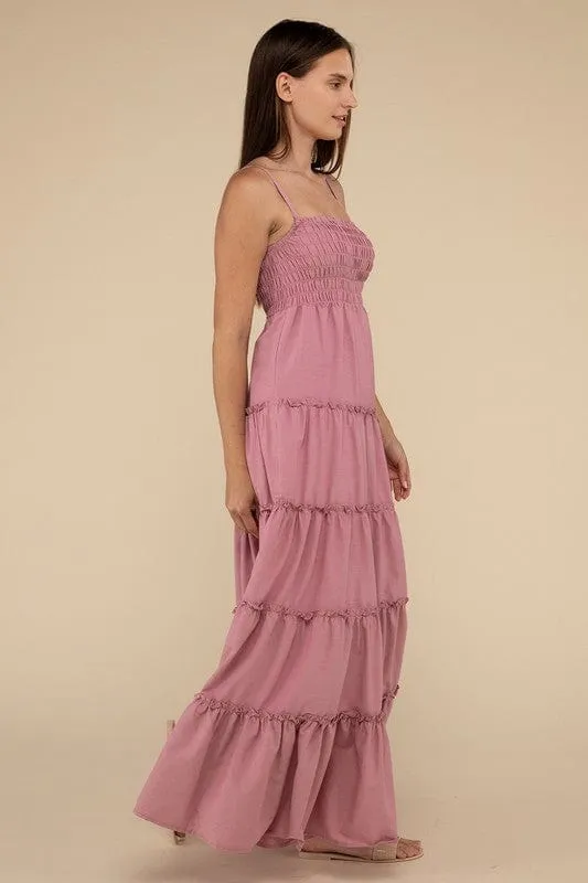 ❤️GYPSY FOX - Tiered Cami Maxi Dress by ZENANA